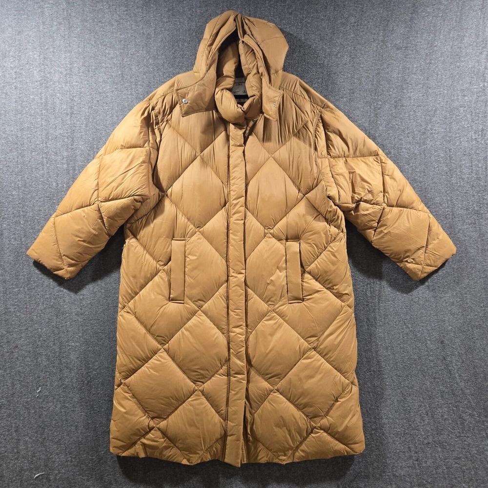 Abercrombie & Fitch Women's Ultra Long Quilted Puffer Jacket Light Brown Sz XL‎